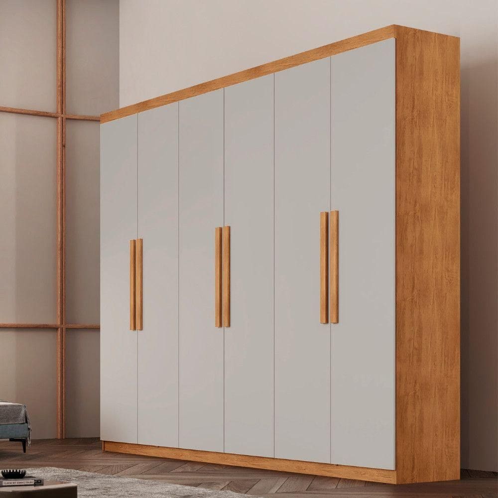 Guarda Roupa Casal Hera 6 Portas Rufato Naturalle Off White