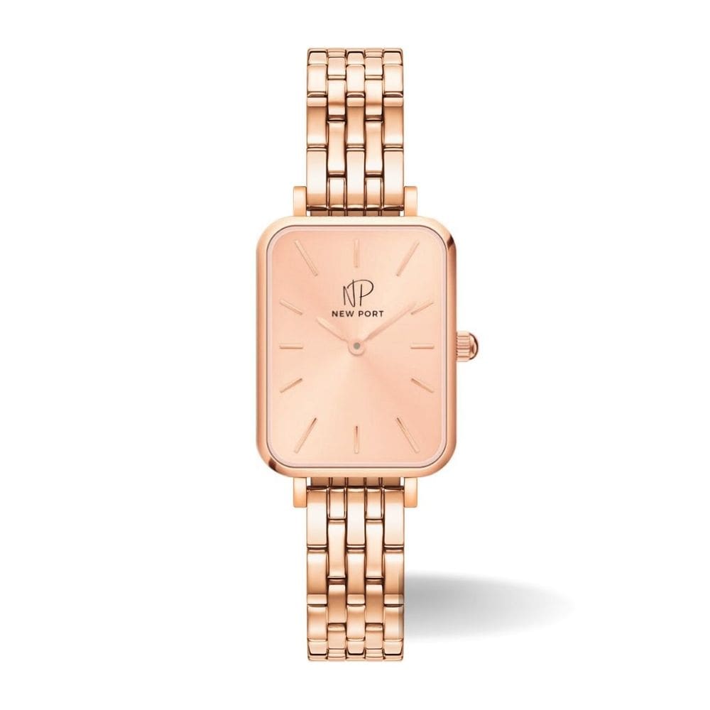 Relógio Feminino Quadrado Elegante Delicado Rose New Port