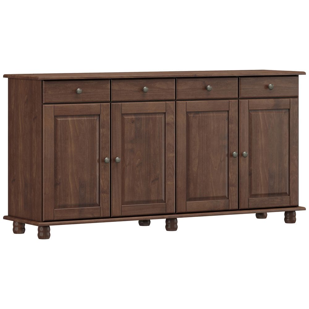 Aparador Buffet Para Sala de Jantar 4 Portas 4 Gavetas Rústico Lazuli F06 Café - Lyam Decor