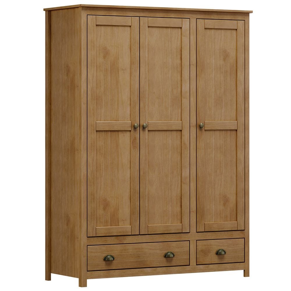 Guarda Roupa Solteiro 3 Portas 2 Gavetas Madeira Maciça Mazzaro F06 Freijó - Lyam Decor