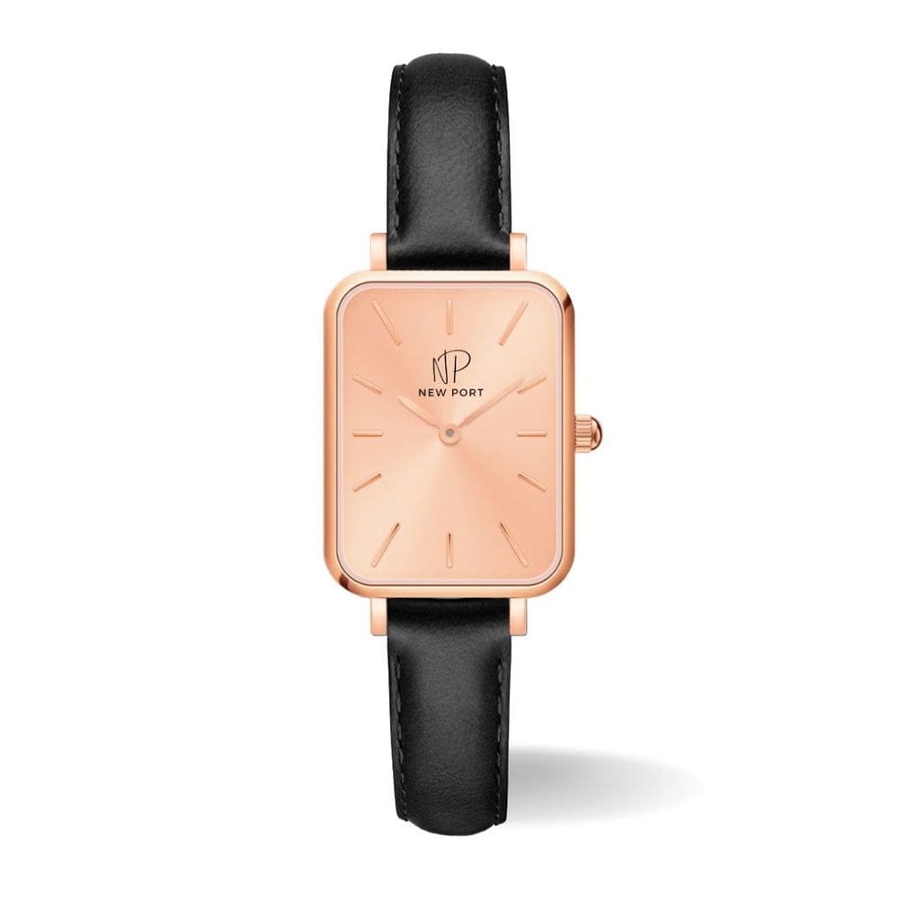 Relógio Feminino Quadrado Elegante Analógico Rosé New Port