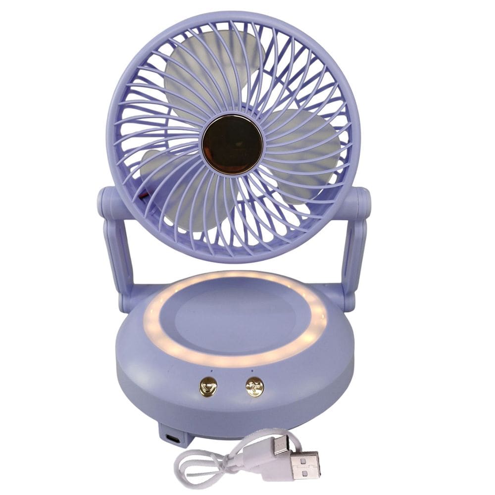 Ventilador Mesa Dobravel 3 Velocidades Iluminaçao Led Usb Portatil Verao Calor Sol Decoraçao