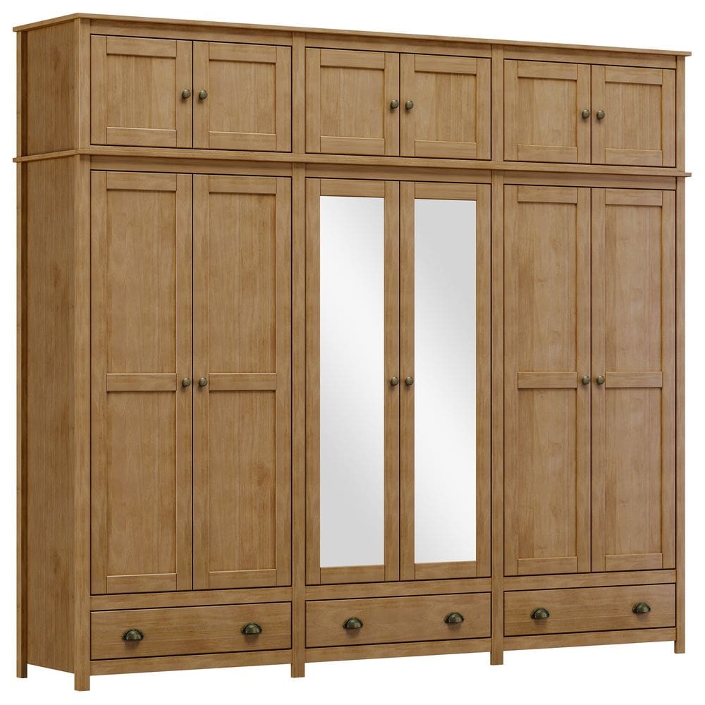 Guarda Roupa Casal 12 Portas Com Espelho e Maleiro Mazzaro F06 Freijó - Lyam Decor