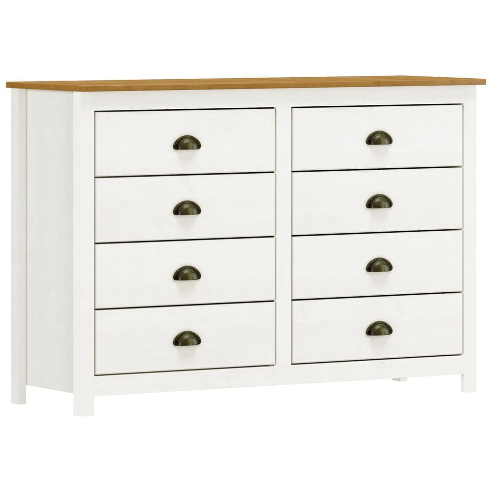 Cômoda Para Quarto Closet 8 Gavetas Madeira Maciça Mazzaro F06 Branco Freijó - Lyam Decor