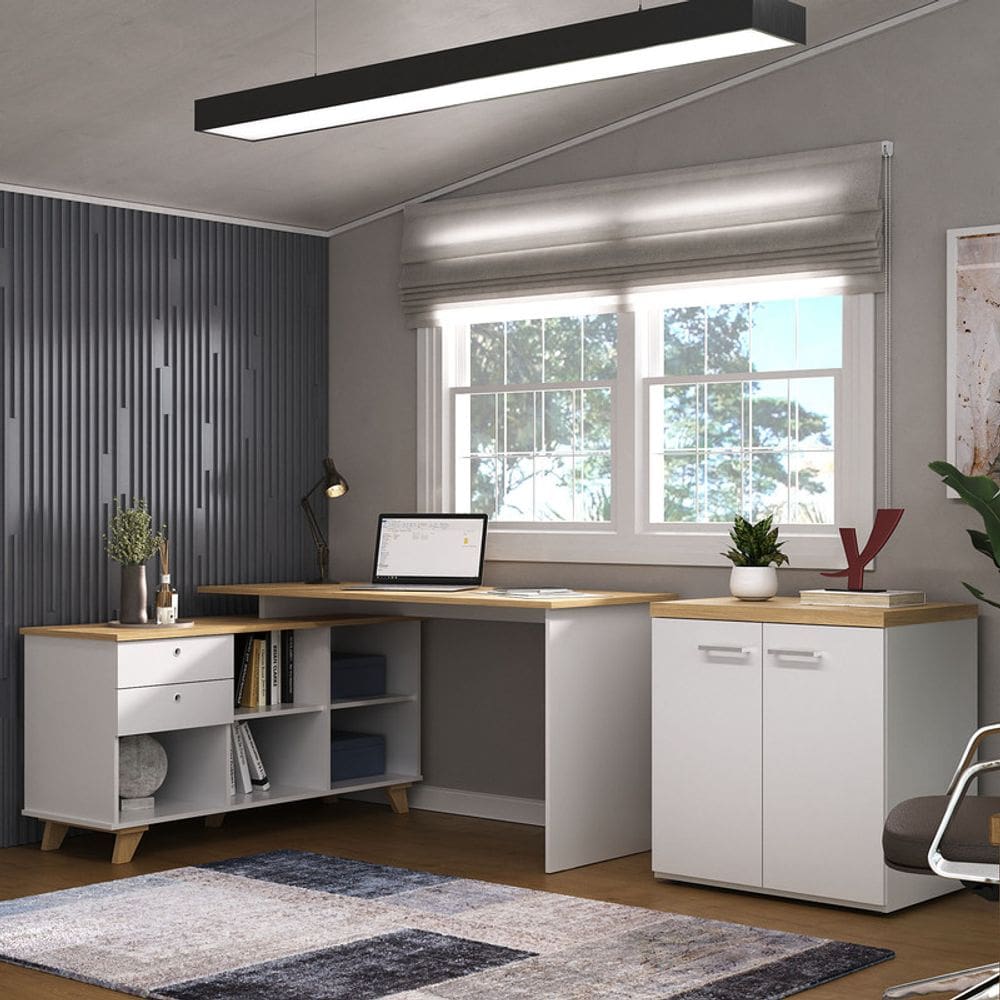 Conjunto Escritório Home: Escrivaninha 5946 + Balcão 6097