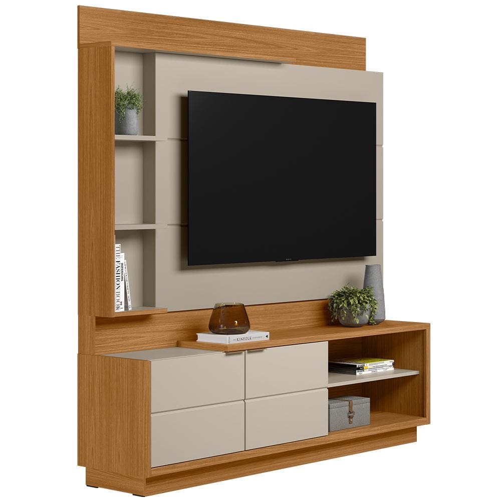 Estante Painel Para TV 60 Pol 180cm Paradise L05 Nature Off White - Lyam Decor