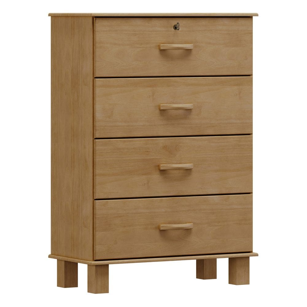 Cômoda Para Quarto Closet 4 Gavetas Madeira Maciça Selena F06 Freijó - Lyam Decor