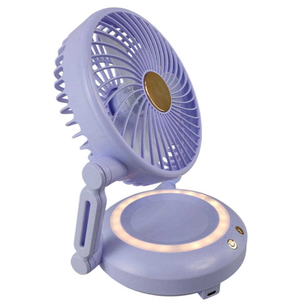 Ventilador Mesa Dobravel Portatil 3 Velocidades Led Iluminaçao Usb Portatil Recarregavel Verao Sol Calor