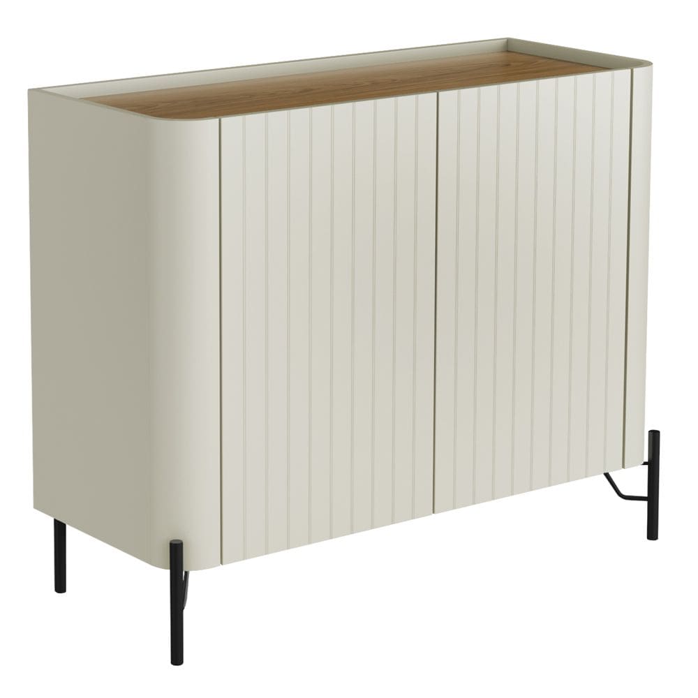 Aparador Buffet Sala de Jantar 2 Portas Brise Pés Industrial Preto Naim I03 Luna Louro - Lyam Decor