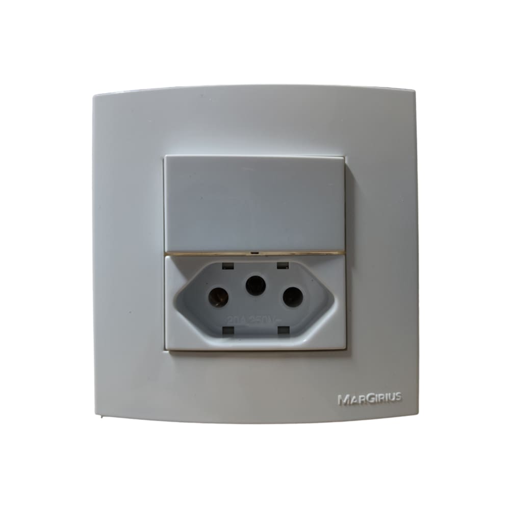 Tomada Dupla Para Móveis Margirius 20a + Interruptor Branca