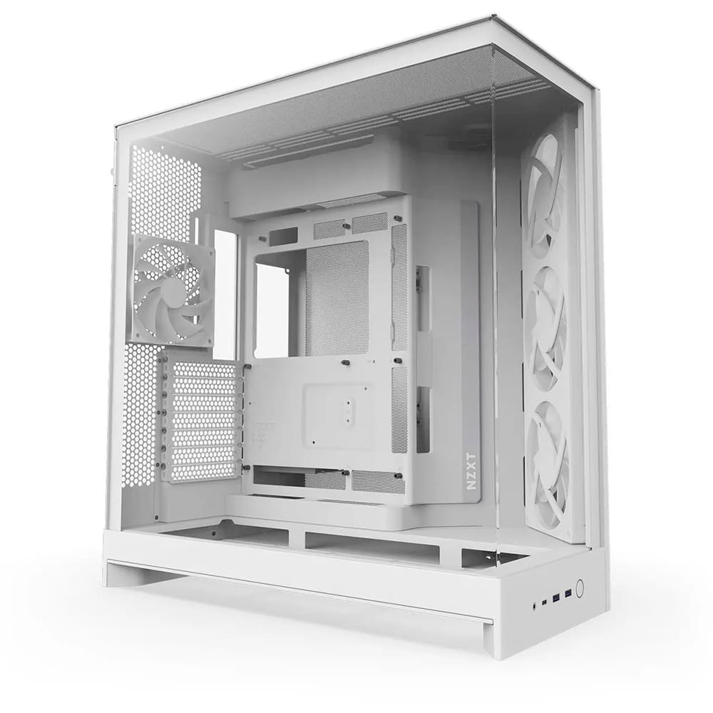 Gabinete Gamer NZXT H9 Flow RGB Frontal Diagonal 4 Fans Branco