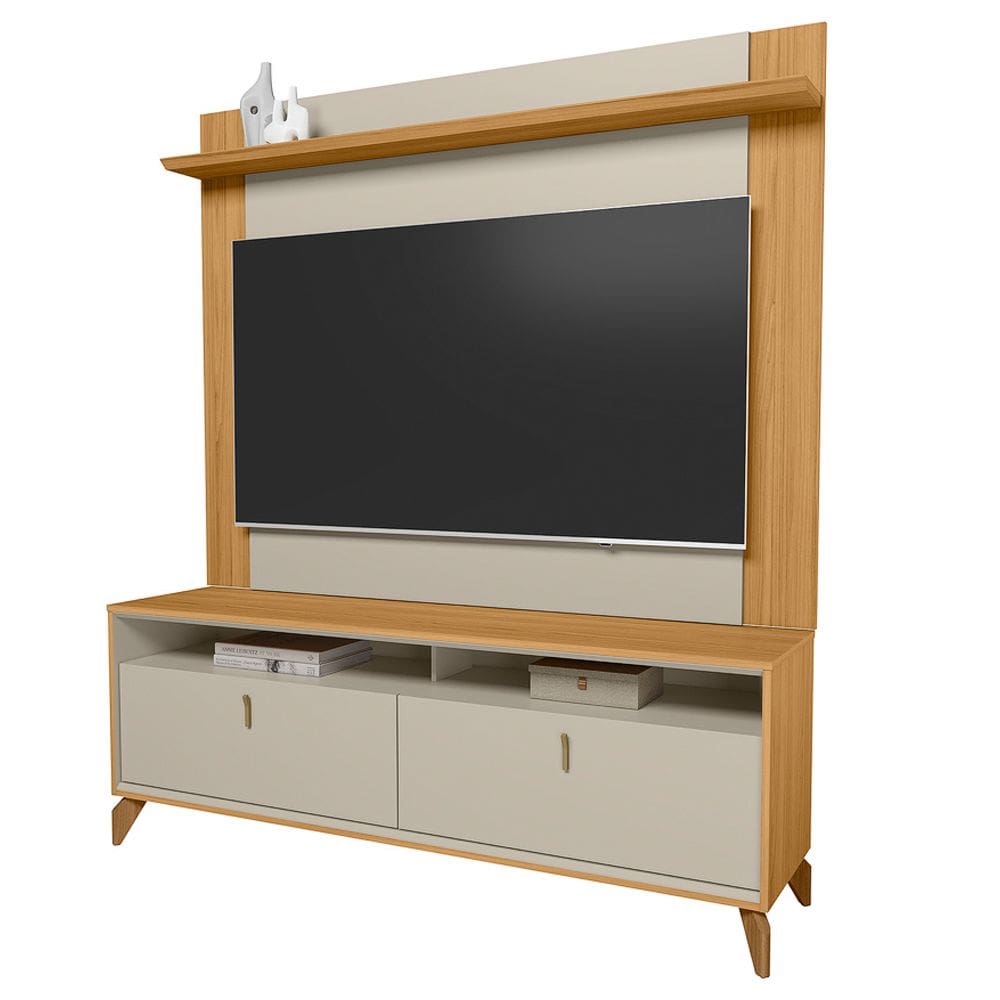 Rack Para Sala Com Painel Para TV 70 Pol 160cm Naomi L05 Tauari Off White Fosco - Lyam Decor