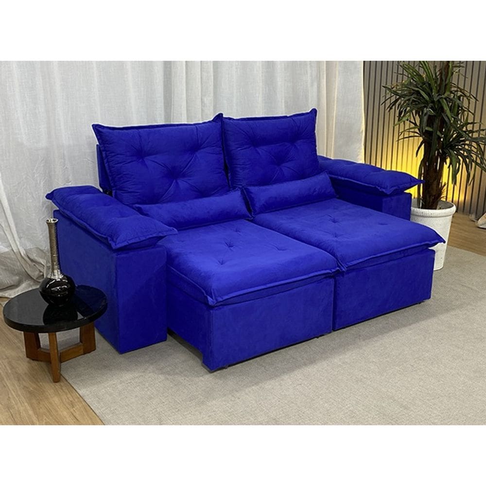 Sofá Retrátil Reclinável 2,00 m Azul 910  Athenas Premium