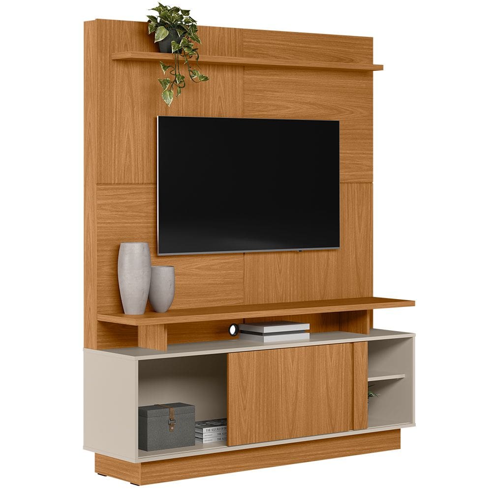 Estante Painel Para TV 60 Pol 150cm Boaz L05 Nature Off White - Lyam Decor