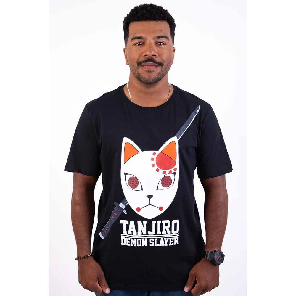 Camiseta Demon Slayer Mascara Tanjiro Kamado - Piticas