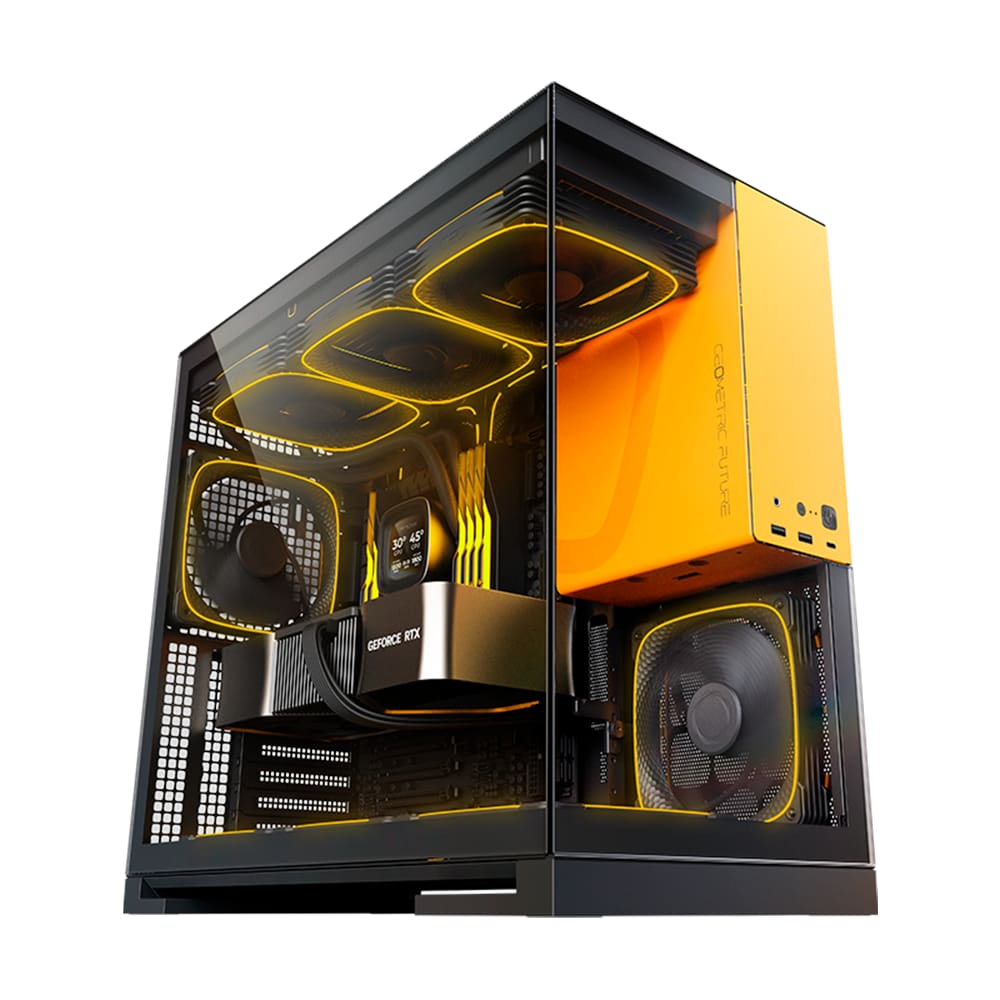 Gabinete Gamer Geometric Future Model 5 Sem Fans Preto e Amarelo
