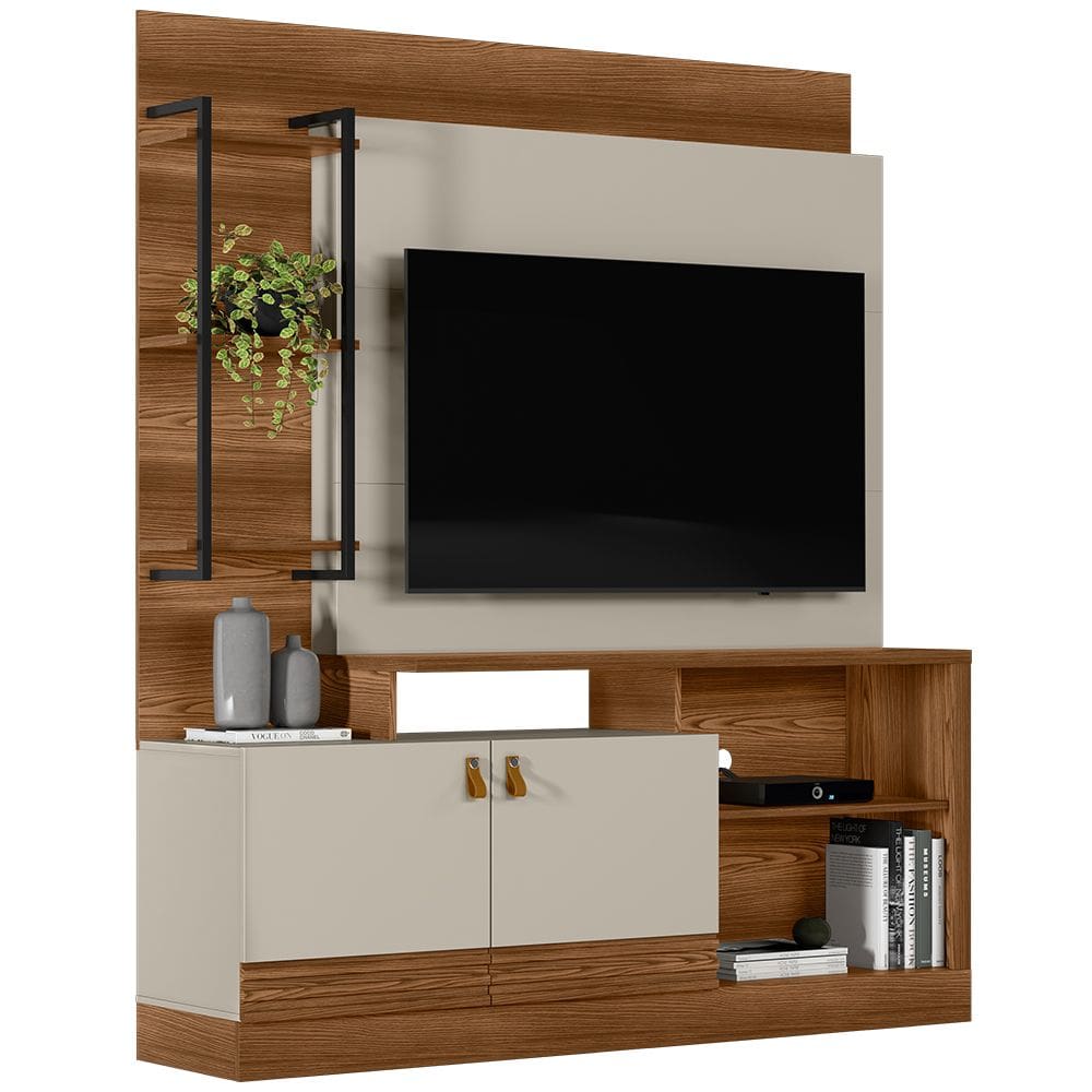 Estante Painel Para TV 50 Pol 160cm River L05 Freijó Off White - Lyam Decor
