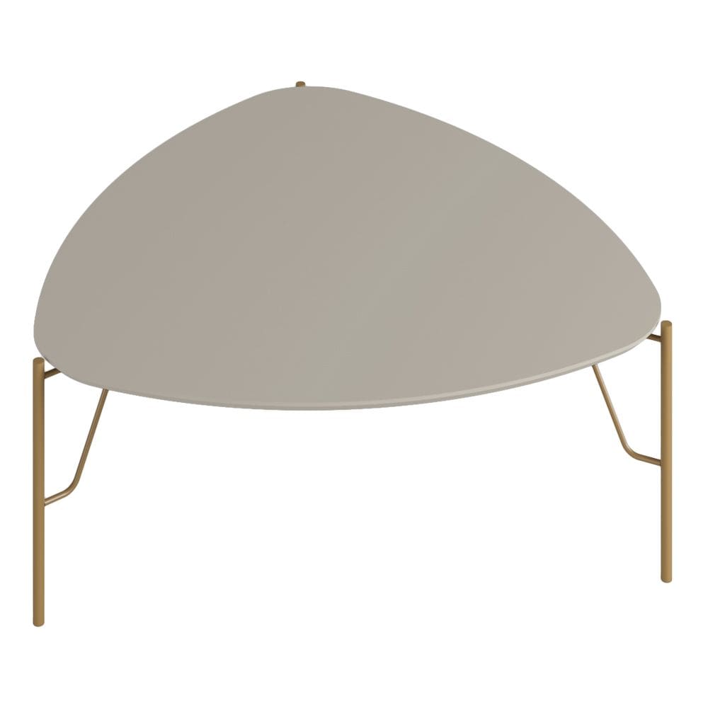 Mesa de Centro Para Sala de Estar Alta Pés Industrial Dourado Alef I03 Grigio - Lyam Decor