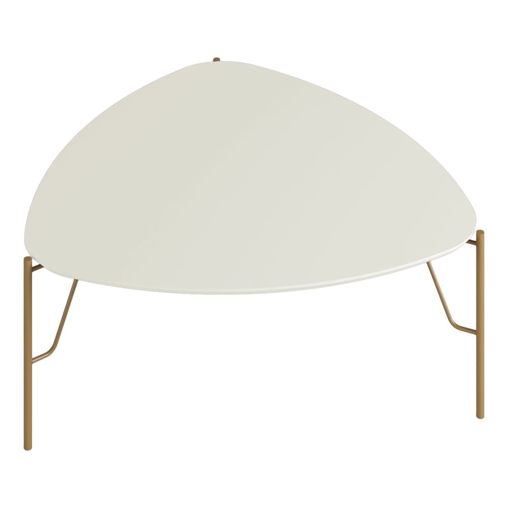 Mesa de Centro Para Sala de Estar Baixa Pés Industrial Dourado Alef I03 Luna - Lyam Decor