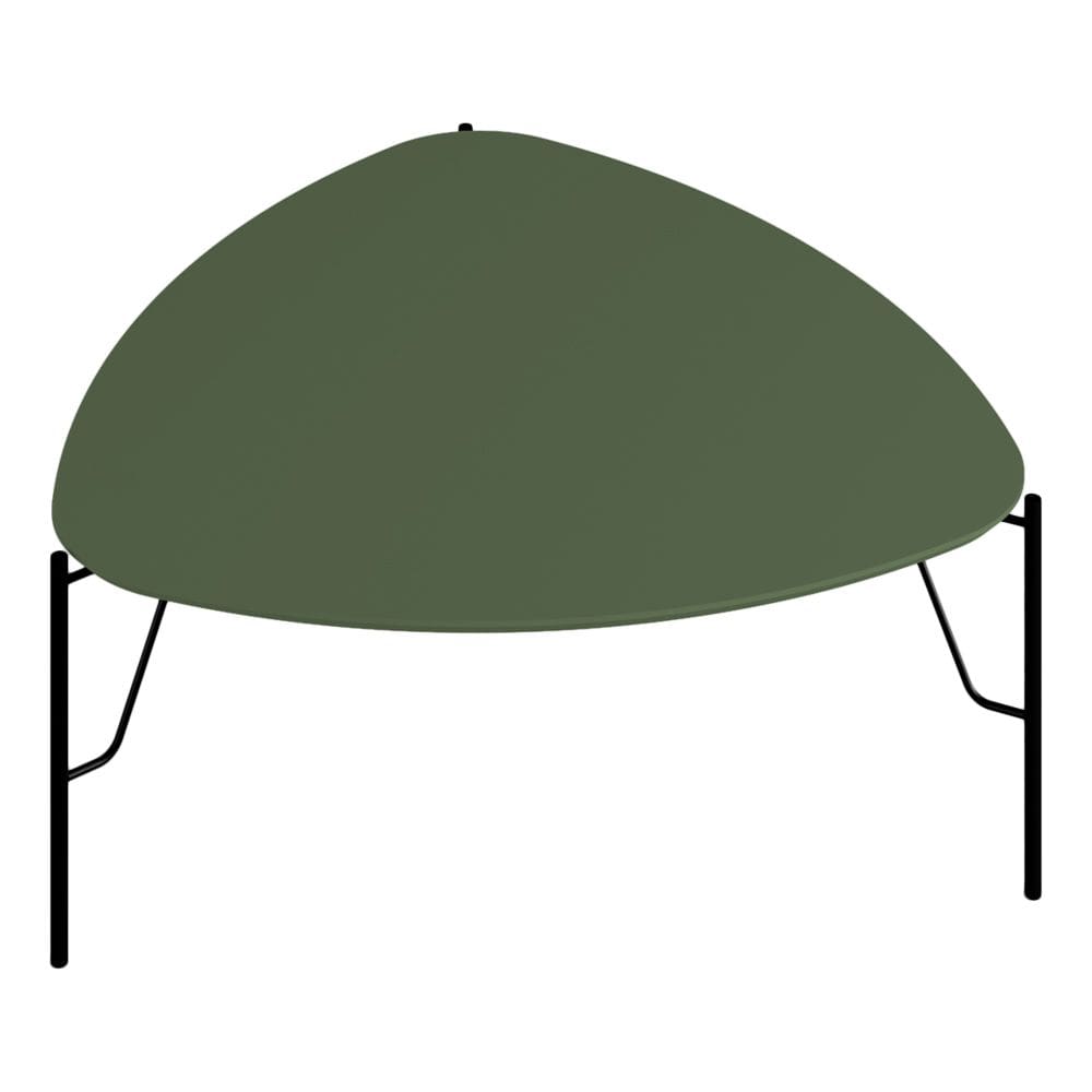 Mesa de Centro Para Sala de Estar Alta Pés Industrial Preto Alef I03 Musgo - Lyam Decor