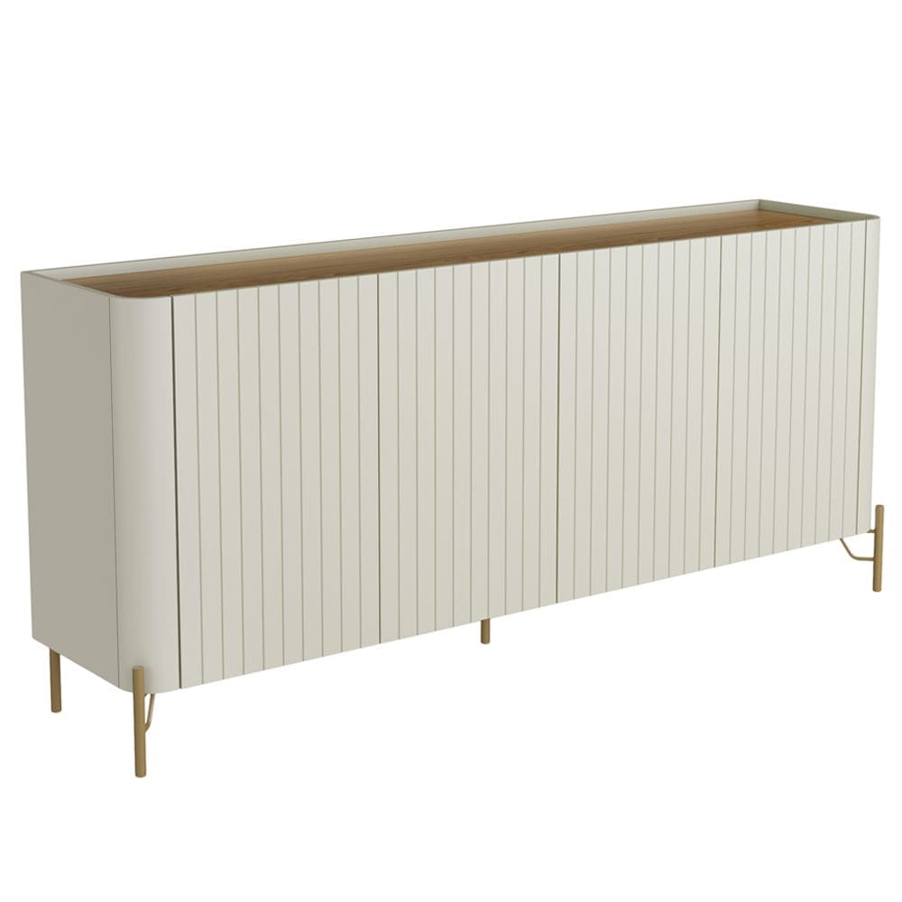 Aparador Buffet Sala de Jantar 4 Portas Brise Pés Industrial Dourado Naim I03 Luna Louro - Lyam