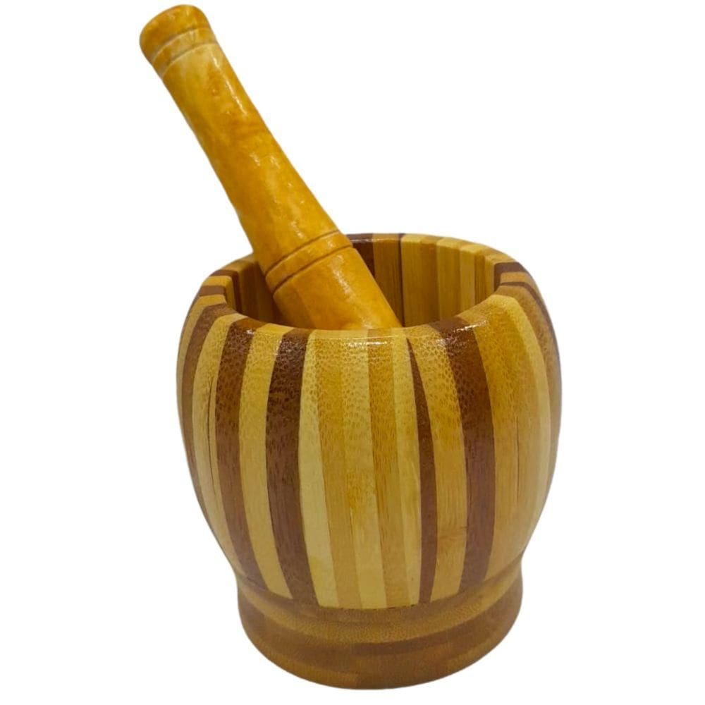 Pilão/Socador de Alho e Temperos em Bambu 9x9cm - Quanhe