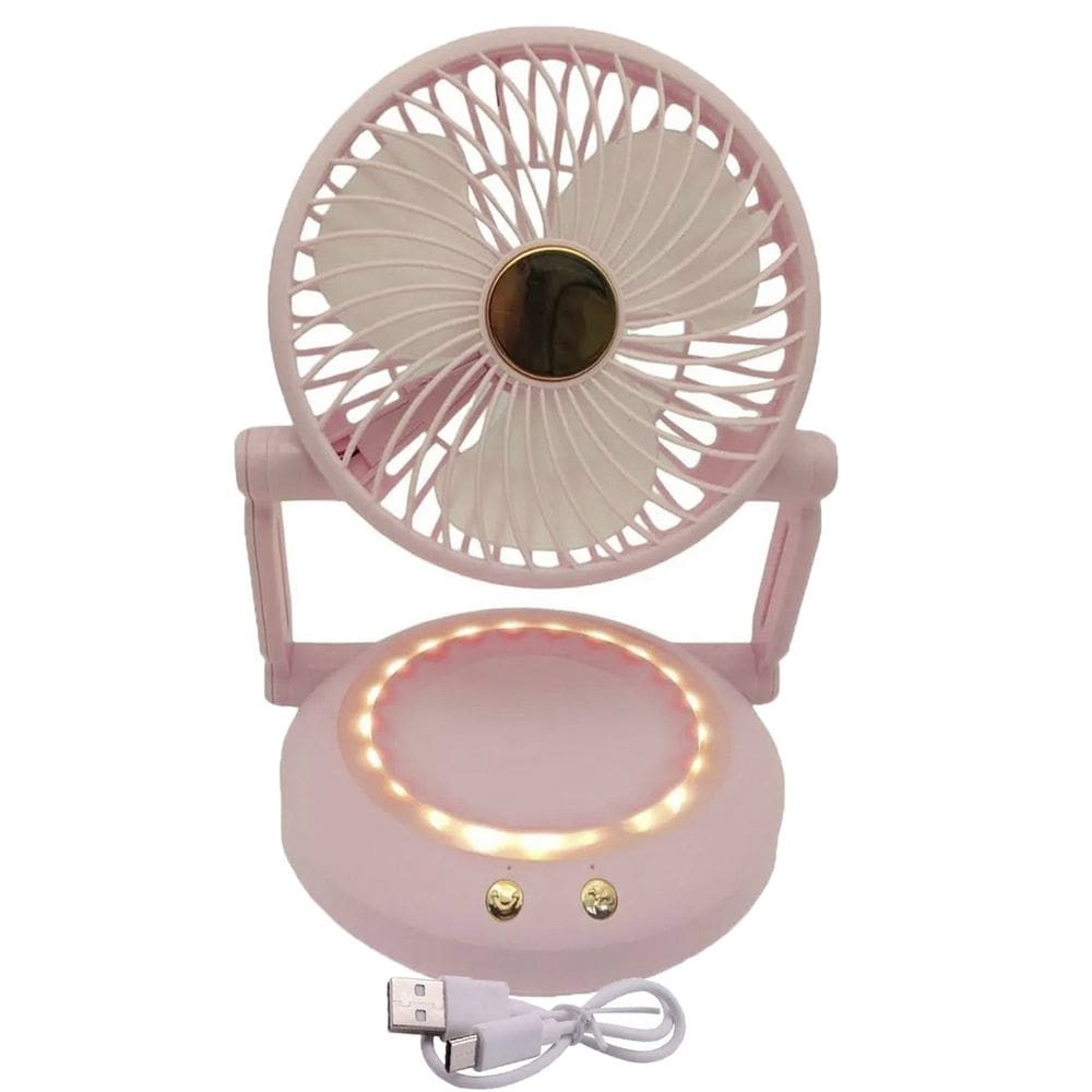 Ventilador Mesa Dobravel Portatil 3 Velocidades Angulo Ajustavel Led Usb Portatil Verao Sol Calor Penteadeira Maquiagem