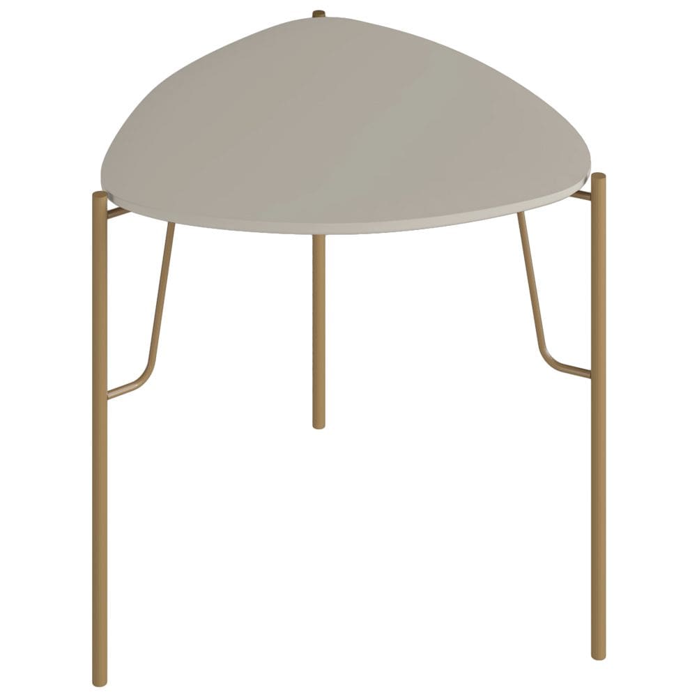 Mesa Lateral Para Sala de Estar Baixa Pés Industrial Dourado Alef I03 Grigio - Lyam Decor