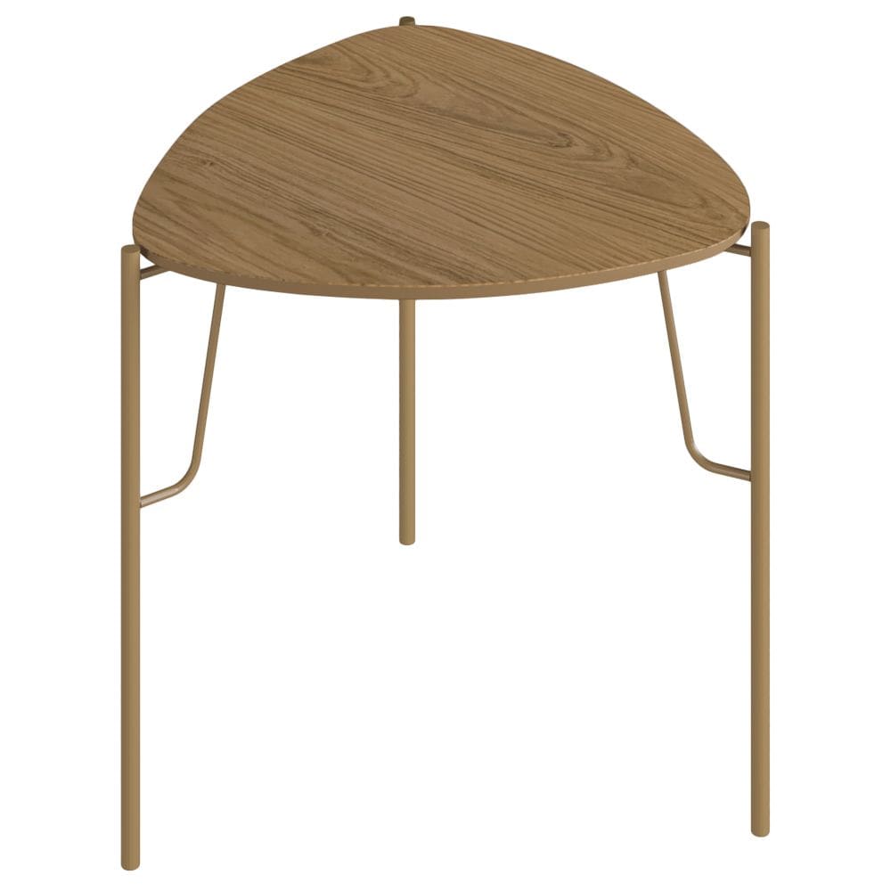 Mesa Lateral Para Sala de Estar Baixa Pés Industrial Dourado Alef I03 Louro - Lyam Decor