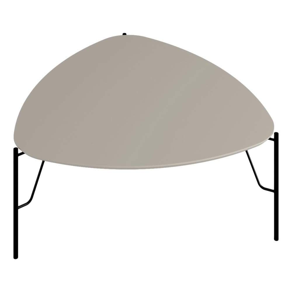 Mesa de Centro Para Sala de Estar Baixa Pés Industrial Preto Alef I03 Grigio - Lyam Decor