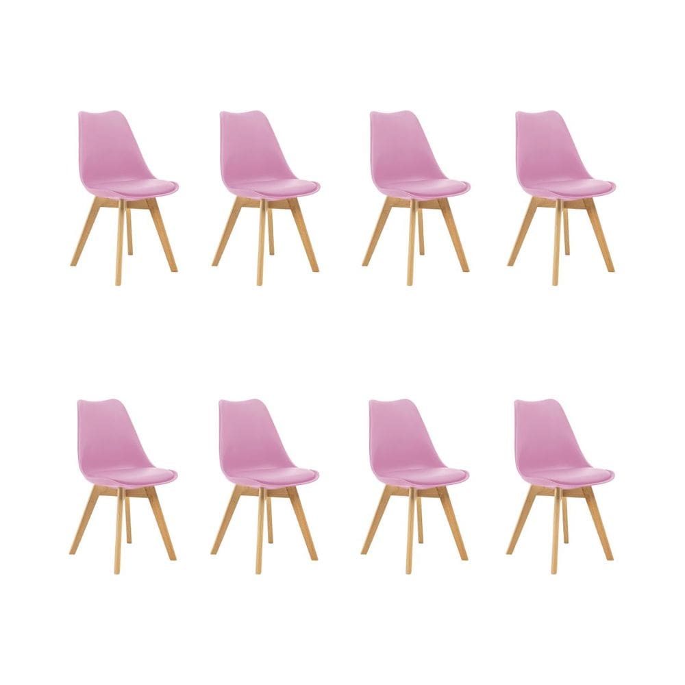 Kit 8 Cadeiras Estofadas Saarinen Wood Pés de Madeira Rosa