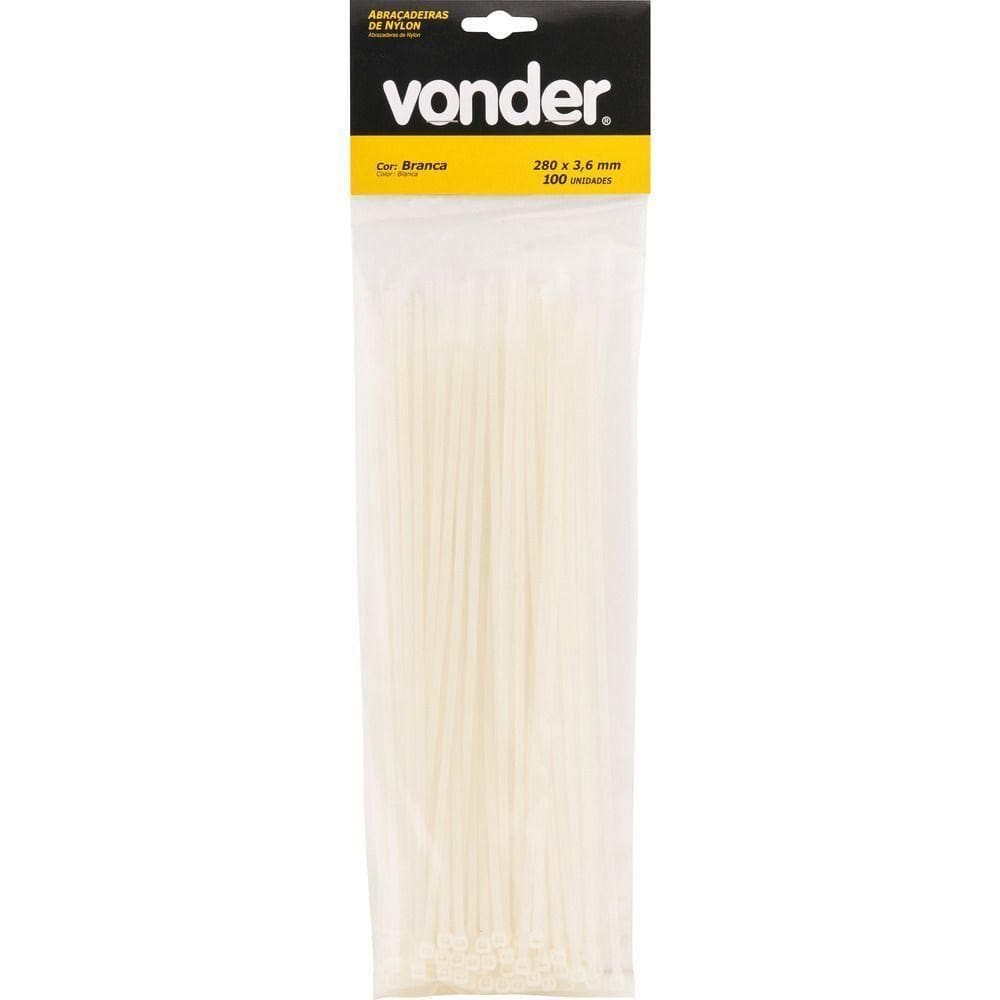 Abraçadeira De Nylon 200x4,8mm Branca Com 100 Peças Vonder