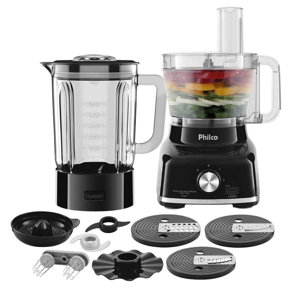 Multiprocessador Philco 1400W PMP1600P Glass Turbo 220V