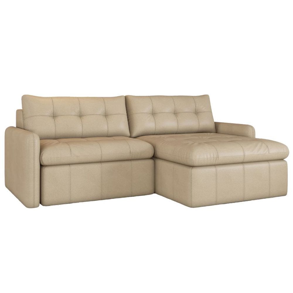 Sofá Retrátil 2 Lugares Para Sala de Estar 184cm Zuno P08 Couro Bege - Lyam Decor