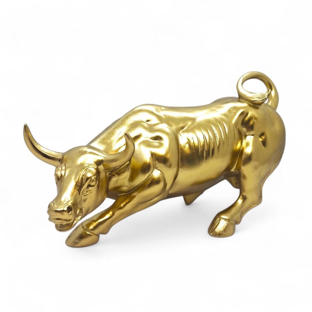 Estátua Touro de Wall Street Dourado Resina Decoração 20 cm