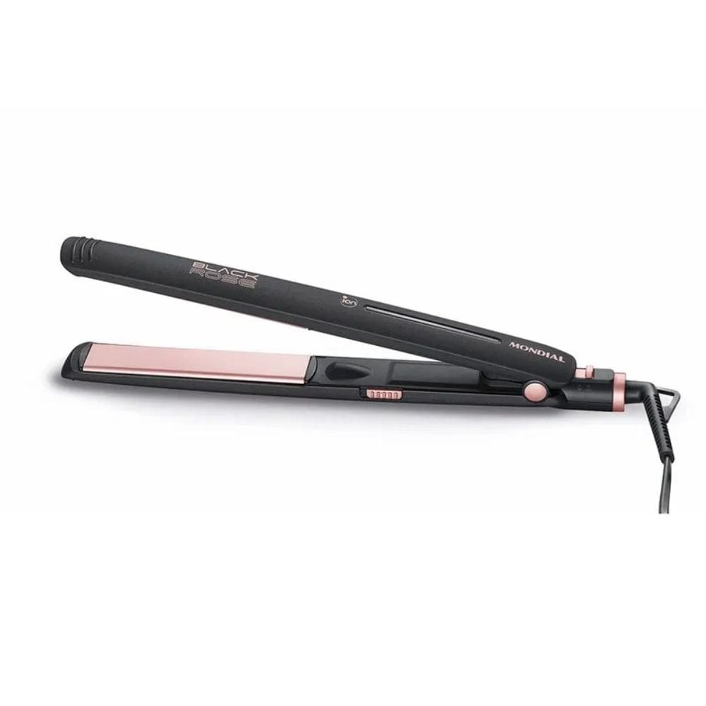 Prancha Alisadora Mondial Black Rose com Revestimento Cerâmico Preto/Rose Bivolt - P-27