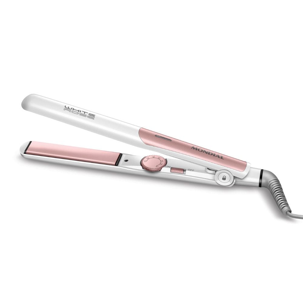 Prancha Alisadora Mondial P-50 com Tourmaline íon 45W Branco/Rose Gold Bivolt