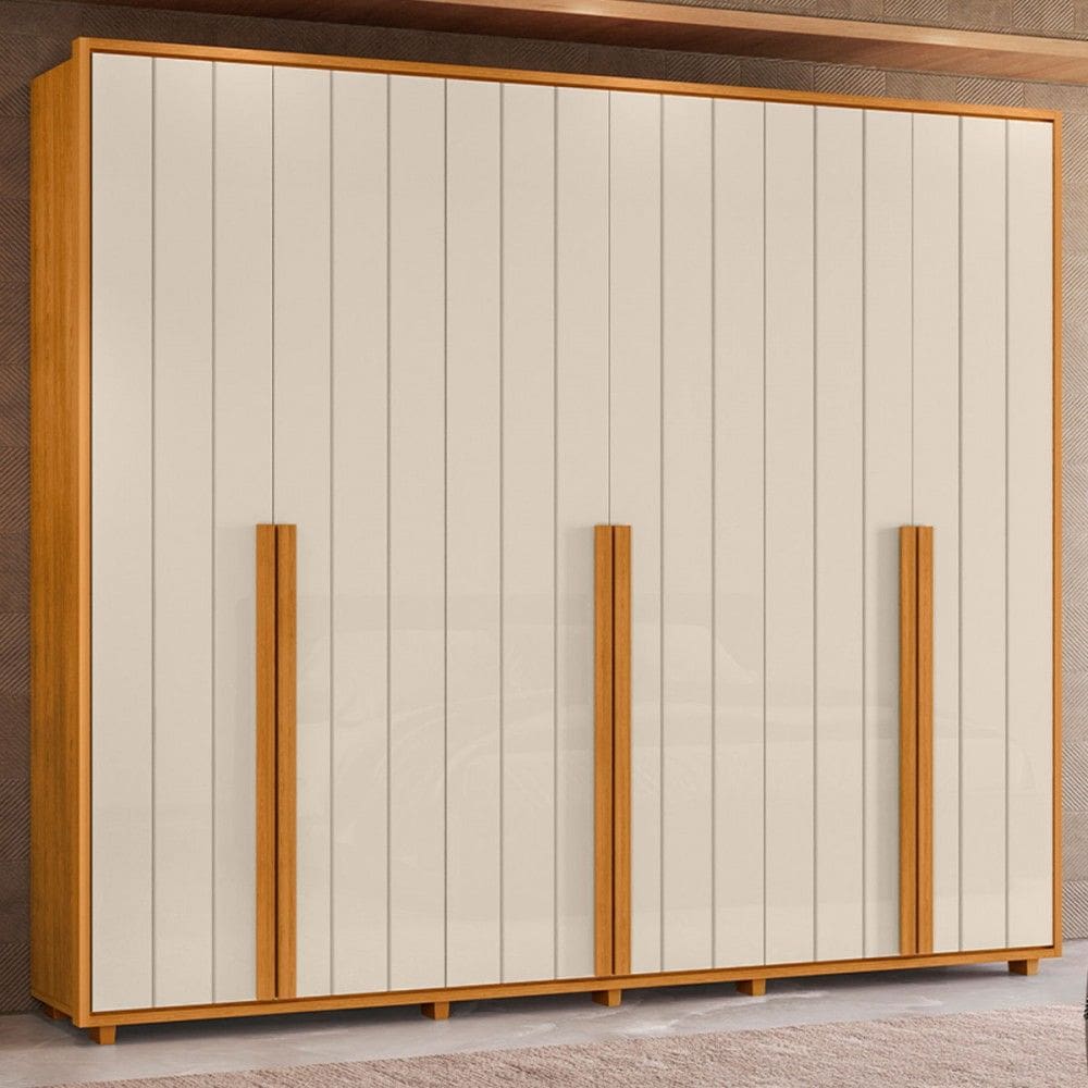 Guarda-Roupa Casal Volpi 6 Portas 6 Gavetas 100% Mdf Cinamomo/Off White - Madetec