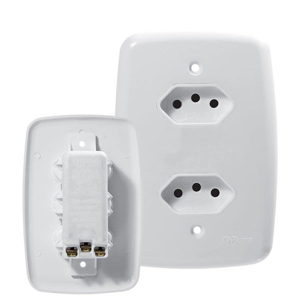 Tomada Ideale Pluzie Linha Facil Dup.2P+T 10A C/Placa 4X2 Bc