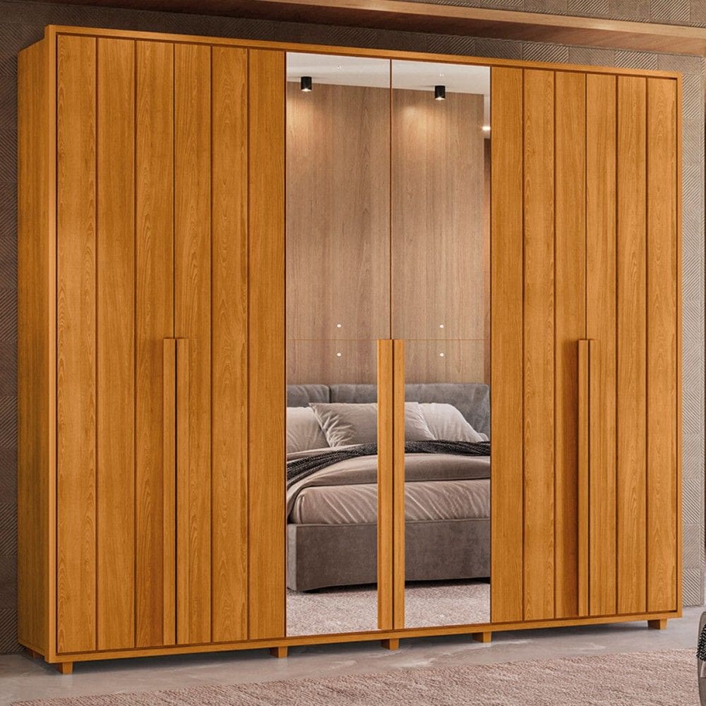 Guarda-Roupa Casal Volpi 6 Portas 6 Gavetas 100% Mdf com Espelho Flex Cinamomo 177 - Madetec