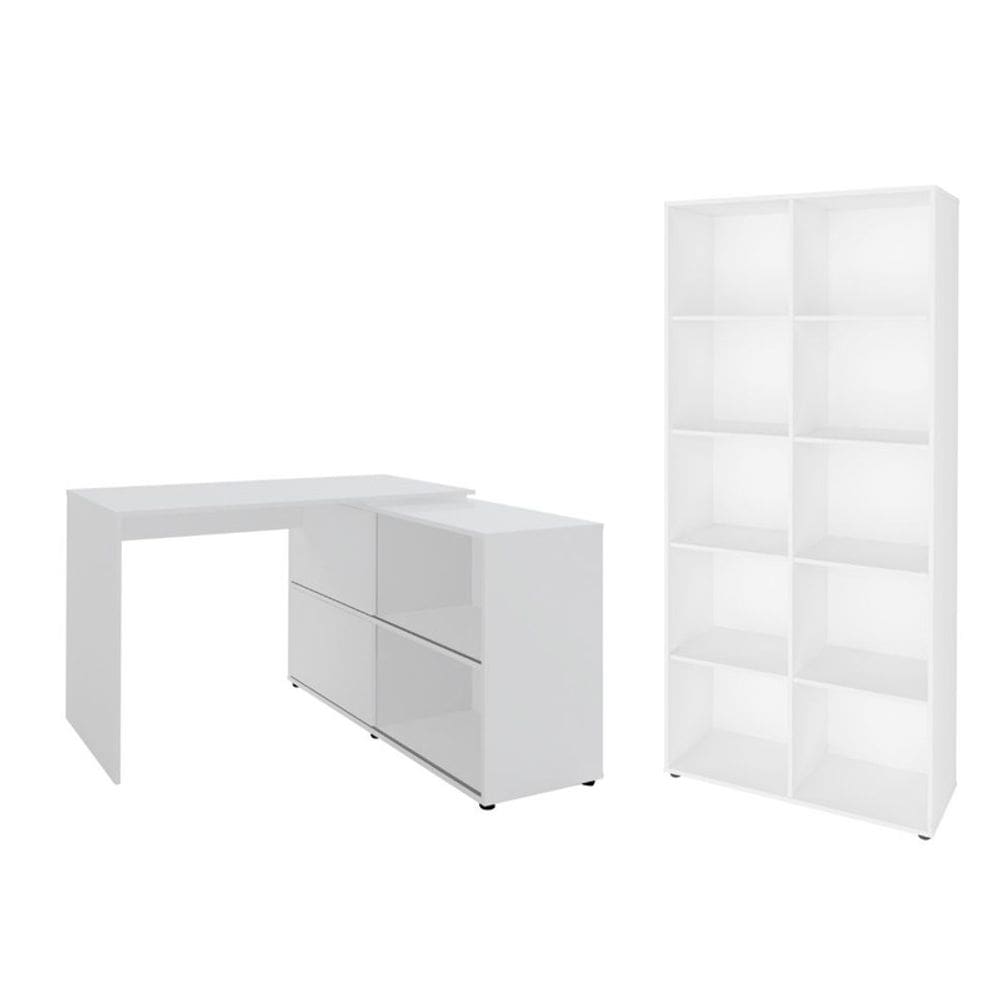 Conjunto Escritório Home: Escrivaninha 3227 + Estante 5333