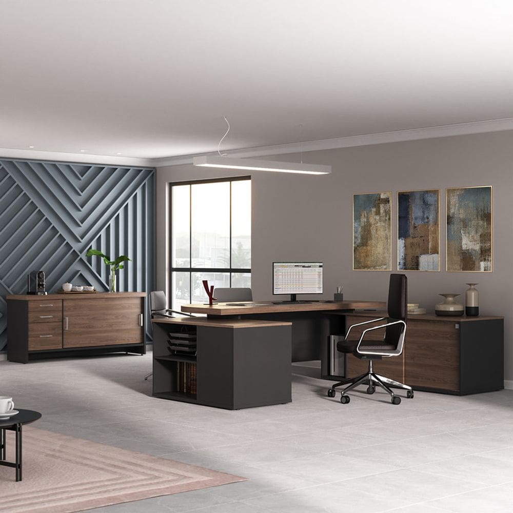 Conjunto Escritório Mesa Presidente 6216 + Balcão 6114