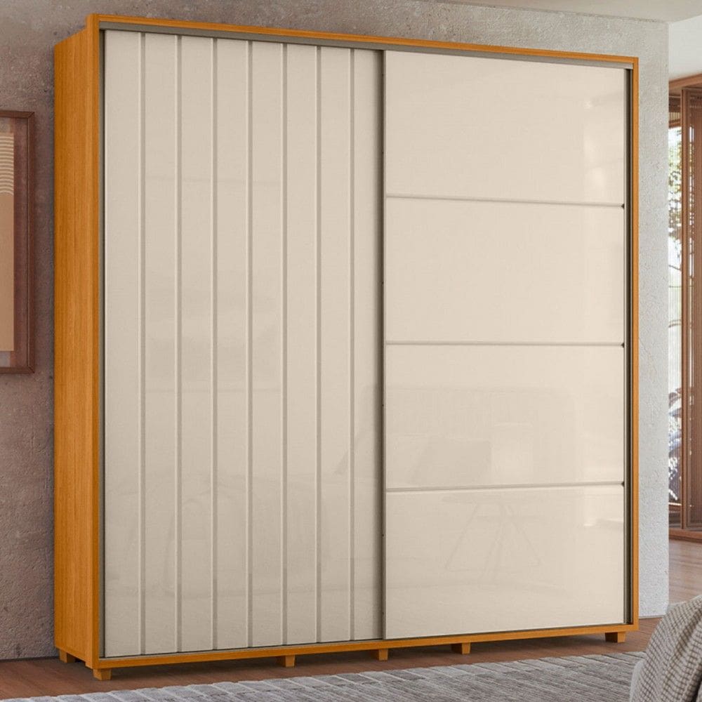 Guarda-Roupa Casal Monet 2 Portas 4 Gavetas 100% Mdf Cinamomo/Off White - Madetec