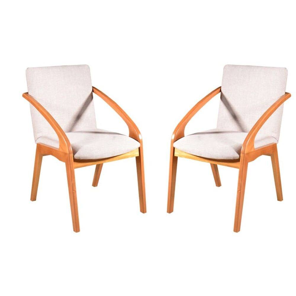 Cadeiras Madeira Maciça Estofada com Braço - Orquídea - Harmonia Salas