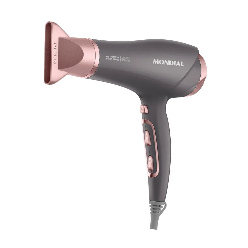 Secador de Cabelos Mondial Grey Rose Keratin 3 Velocidades 2 Temperaturas Cinza/Rosa 220V - SCN-11
