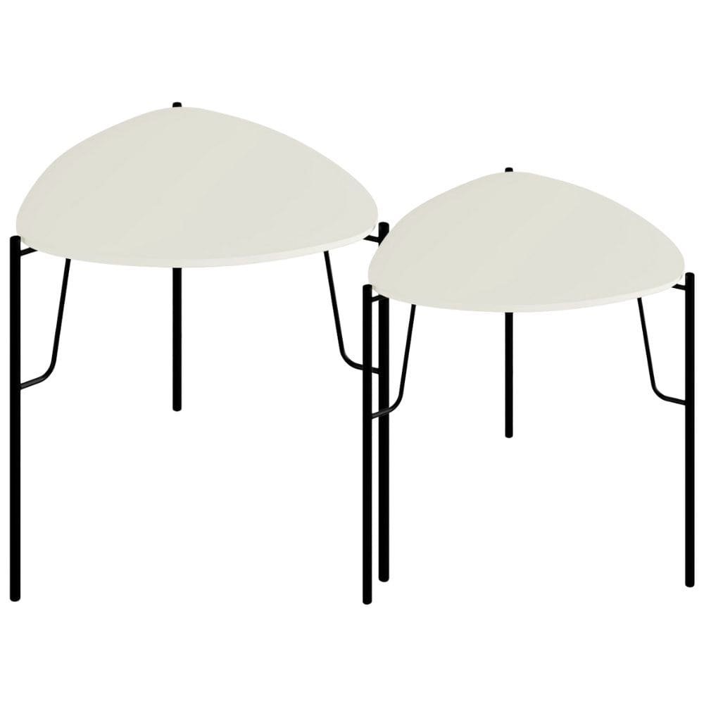 Kit 02 Mesas Laterais Para Sala de Estar Pés Industrial Preto Alef I03 Luna - Lyam Decor