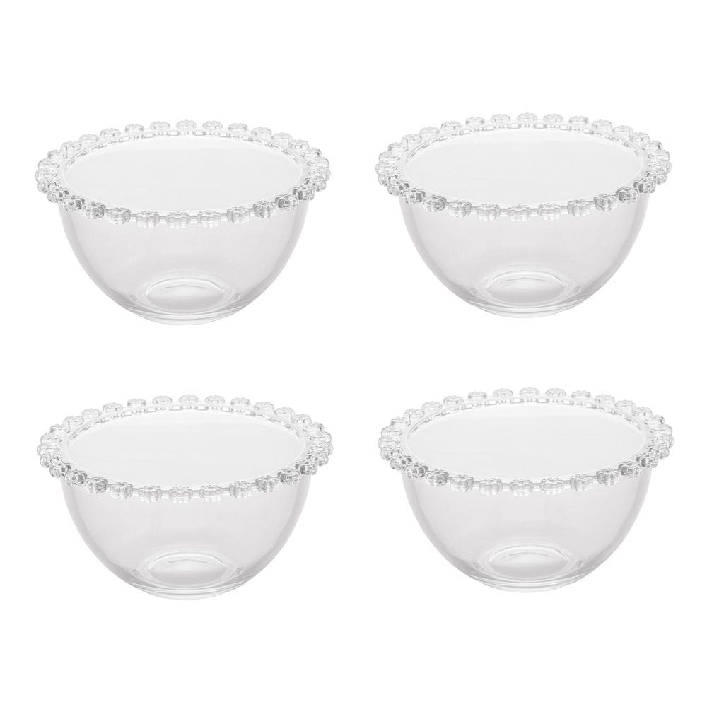 Cj 4 Bowls Cumbuca de Cristal Daisy Transparente 14x8cm Wolff