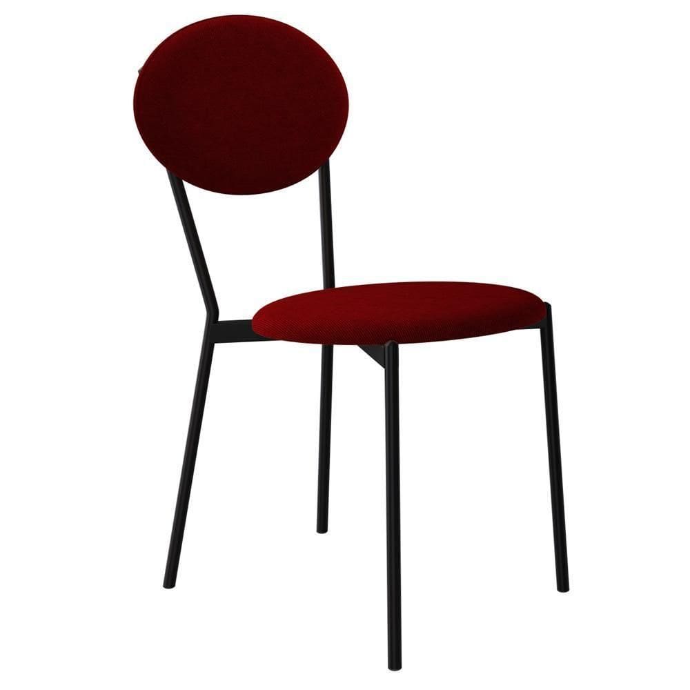 Cadeira Estofada Para Sala De Jantar Azuri Preto C01 Veludo Vermelho Vinho - Lyam Decor