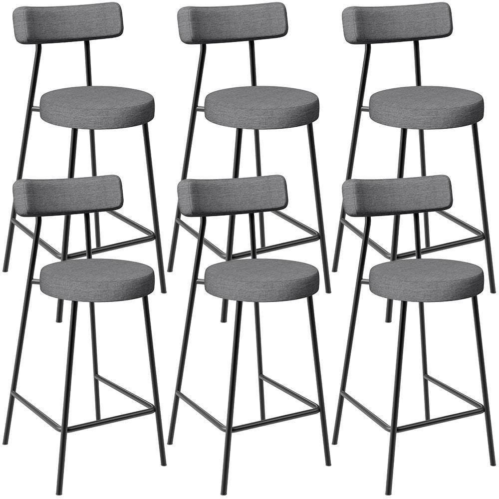 Kit 06 Banquetas Baixa Para Cozinha Sala De Jantar Bancada Milão L02 Linho Cinza Escuro -LyamDecor