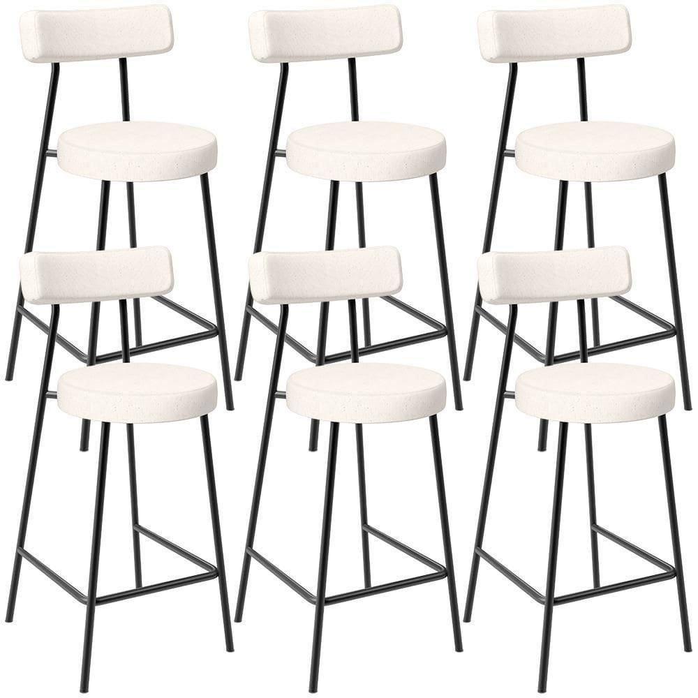 Kit 06 Banquetas Baixa Para Cozinha Sala De Jantar Bancada Milão L02 Linho Cru -LyamDecor